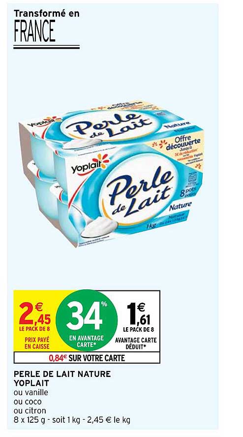 Perle De Lait Nature Yoplait