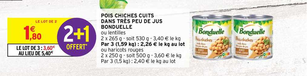 pois chiches cuites dans très peu de jus bonduelle
