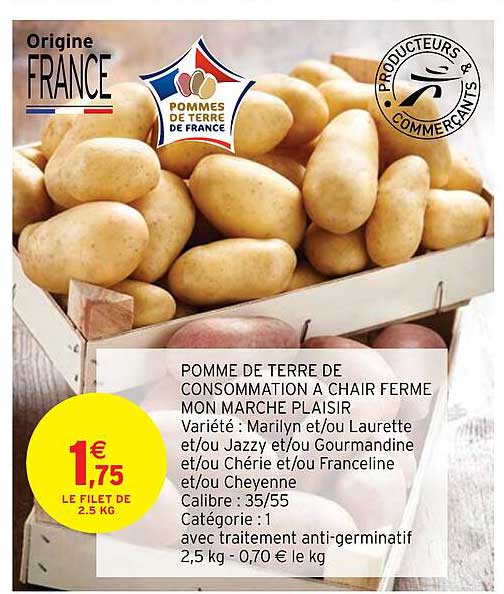 Pomme De Terre De Consommation à Chair Ferme Mon Marché Plaisir