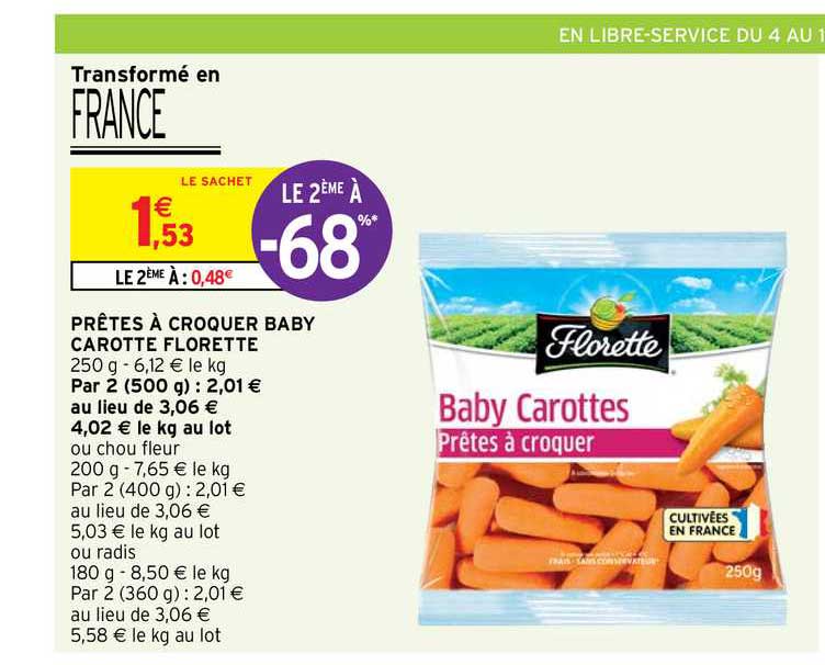 prêtes à croquer baby carotte florette