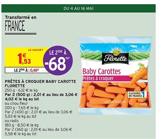 prêtes à croquer baby carotte florette