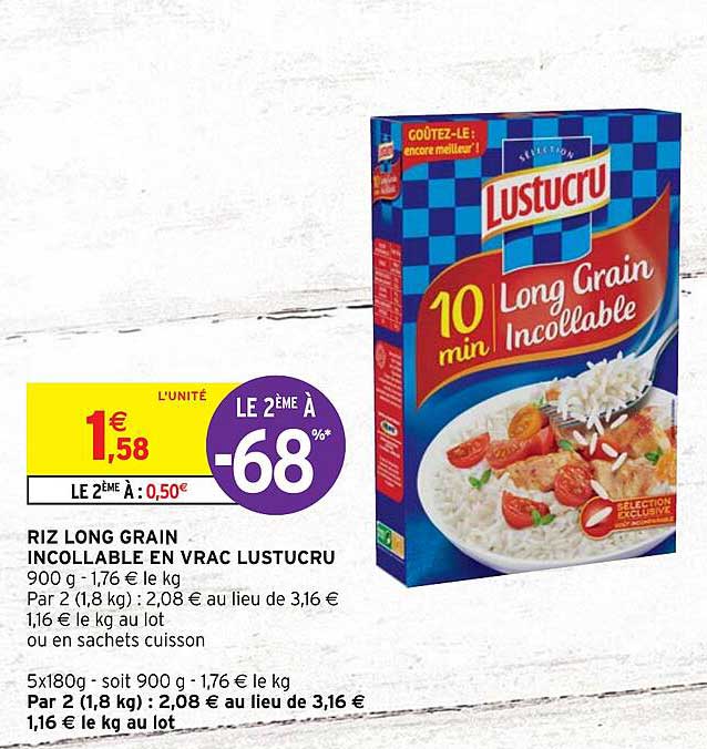 Riz Long Grain Incollable En Vrac Lustucru