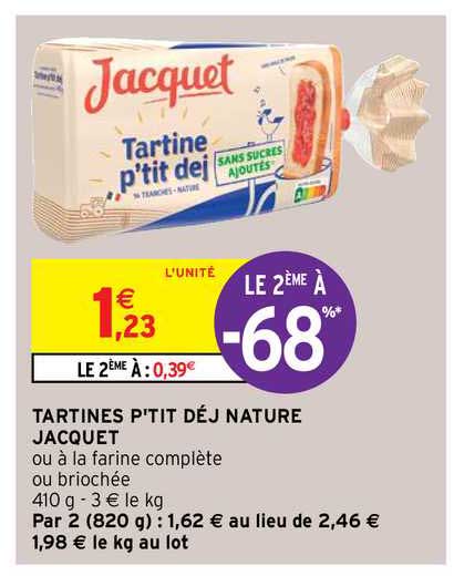 Tartines P'tit Déj Nature Jacquet