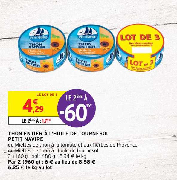 Thon Entier à L'huile De Tournesol Petit Navire