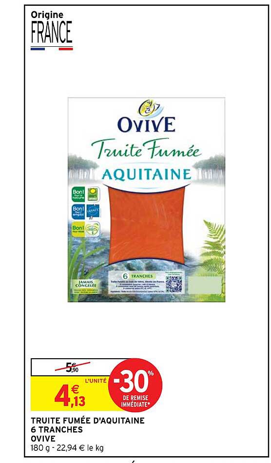 truite fumée d'aquitaine 6 tranches ovive