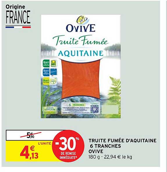 truite fumée d'aquitaine 6 tranches ovive