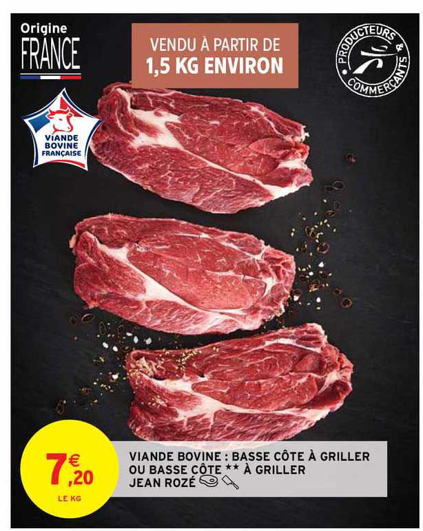 viande bovine : basse côte à griller ou basse côte à griller jean rozé