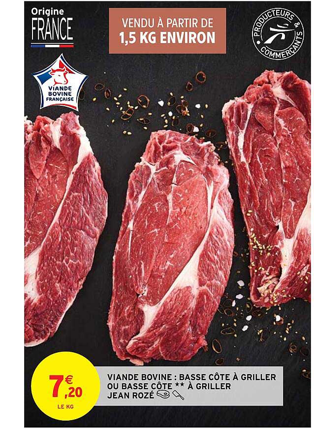 viande bovine : basse côte à griller ou basse côte à griller jean rozé