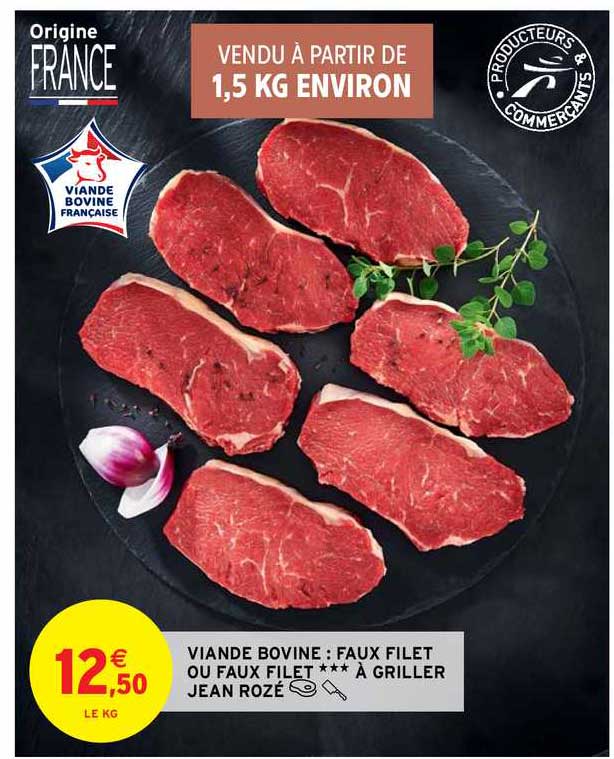 viande bovine : faux filet ou faux filet à griller jean rozé