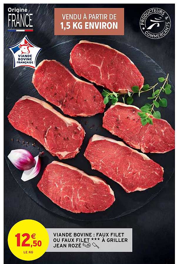 viande bovine : faux filet ou faux filet à griller jean rozé