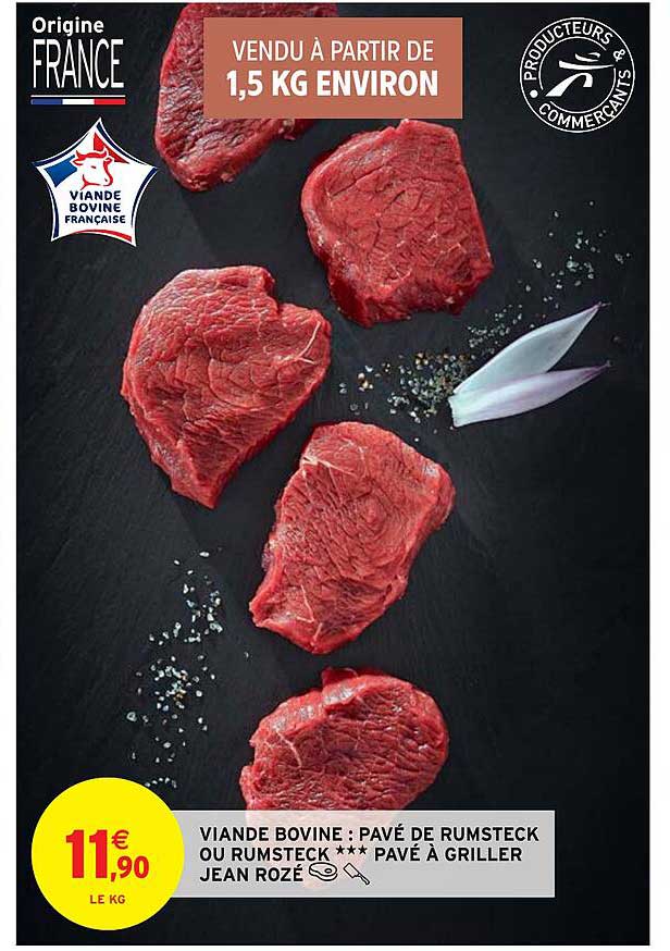 viande bovine : pavé de rumsteck ou rumsteck pavé à griller jean rozé