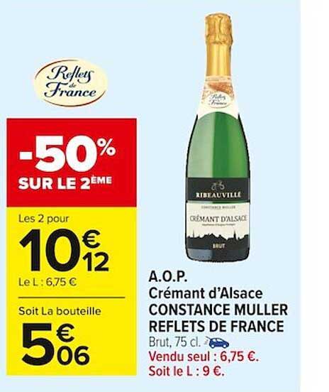 a.o.p. crémant d'alsace constance muller reflets de france -50% sur le 2ème