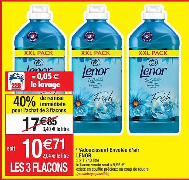 adoucissant envolée d'air lenor