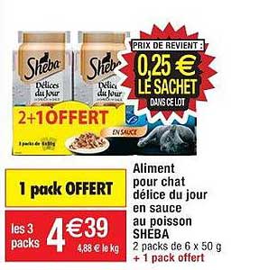 aliment pour chat délice du jour en sauce au poisson shéba