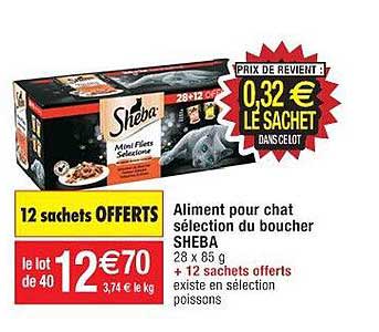 Aliment Pour Chat Sélection Du Boucher Sheba 12 Sachets Offerts