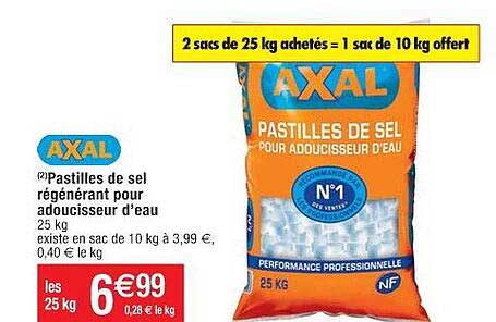 axal pastilles de sel régénérant pour adoucisseur d'eau