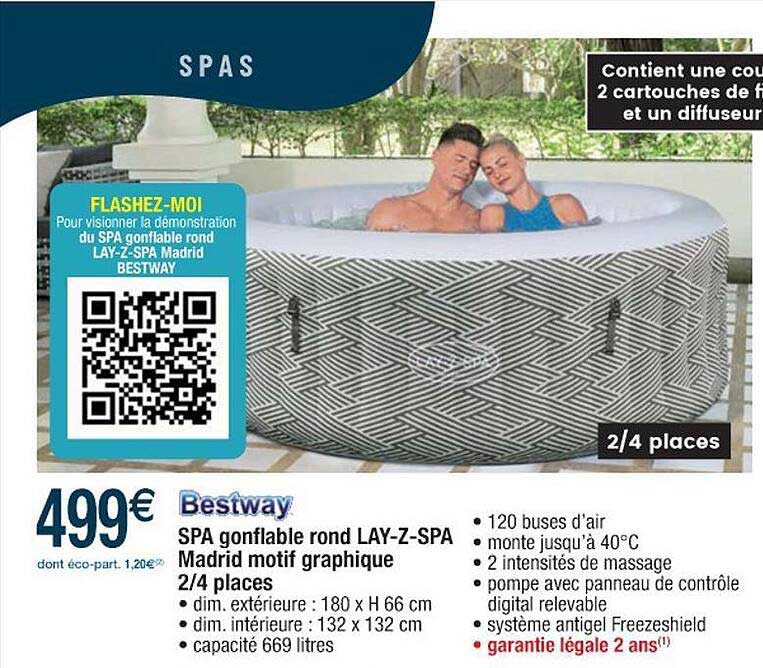bestway spa gonflable rond lay-z-spa madrid motif graphique