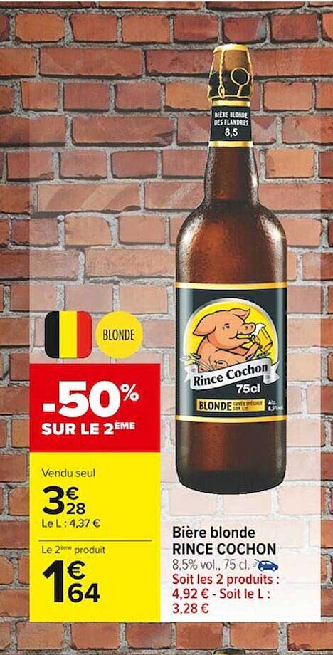 bière blonde rince cochon -50% sur le 2ème