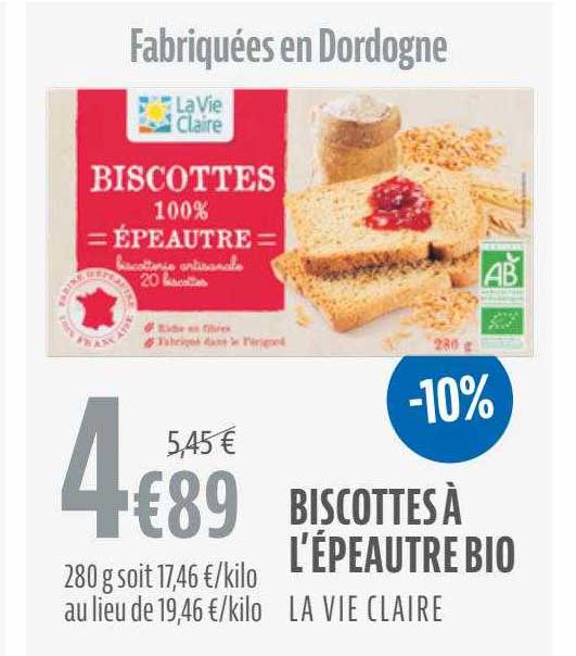 biscottes à l'épeautre bio la vie claire
