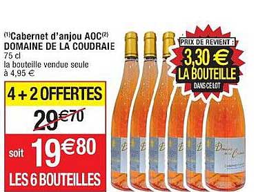 cabernet d'anjou aoc domaine de la coudraie 4+2 offertes