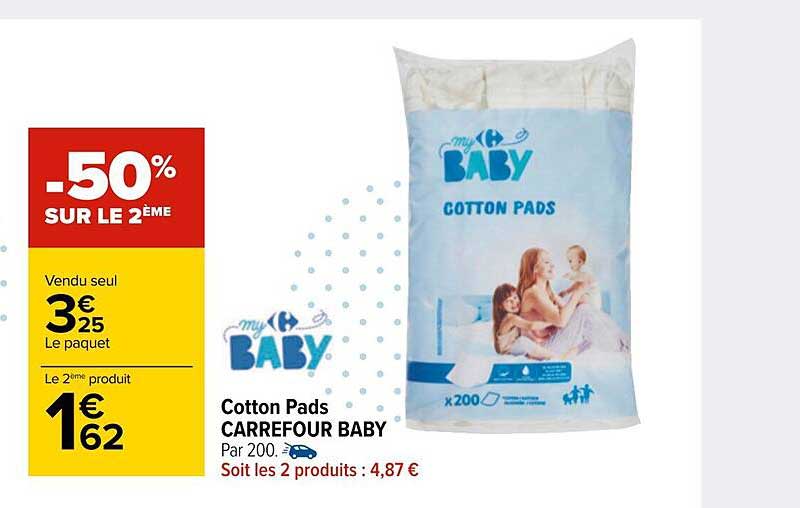 cotton pads carrefour baby -50% sur le 2ème
