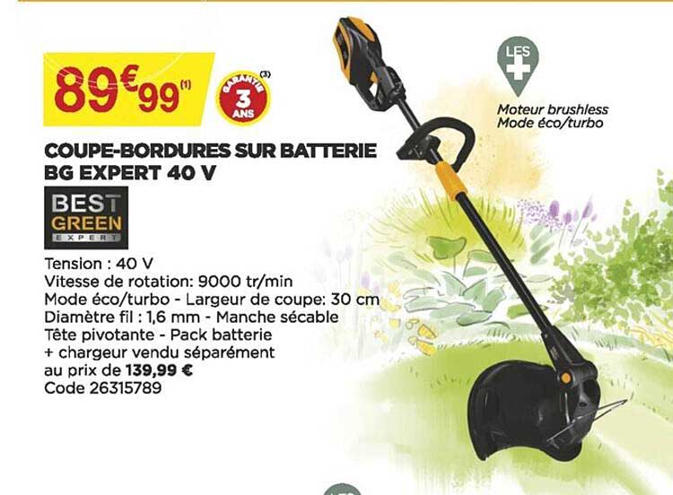 coupe-bordures sur batterie bg expert 40 v best green