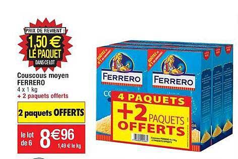 couscous moyen ferrero 2 paquets offerts