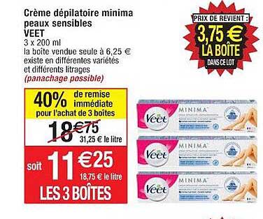 crème dépilatoire minima peaux sensibles veet