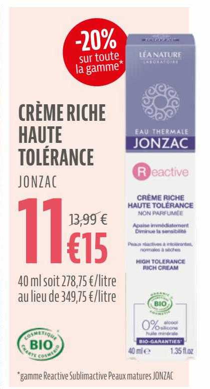 crème riche haute tolérance