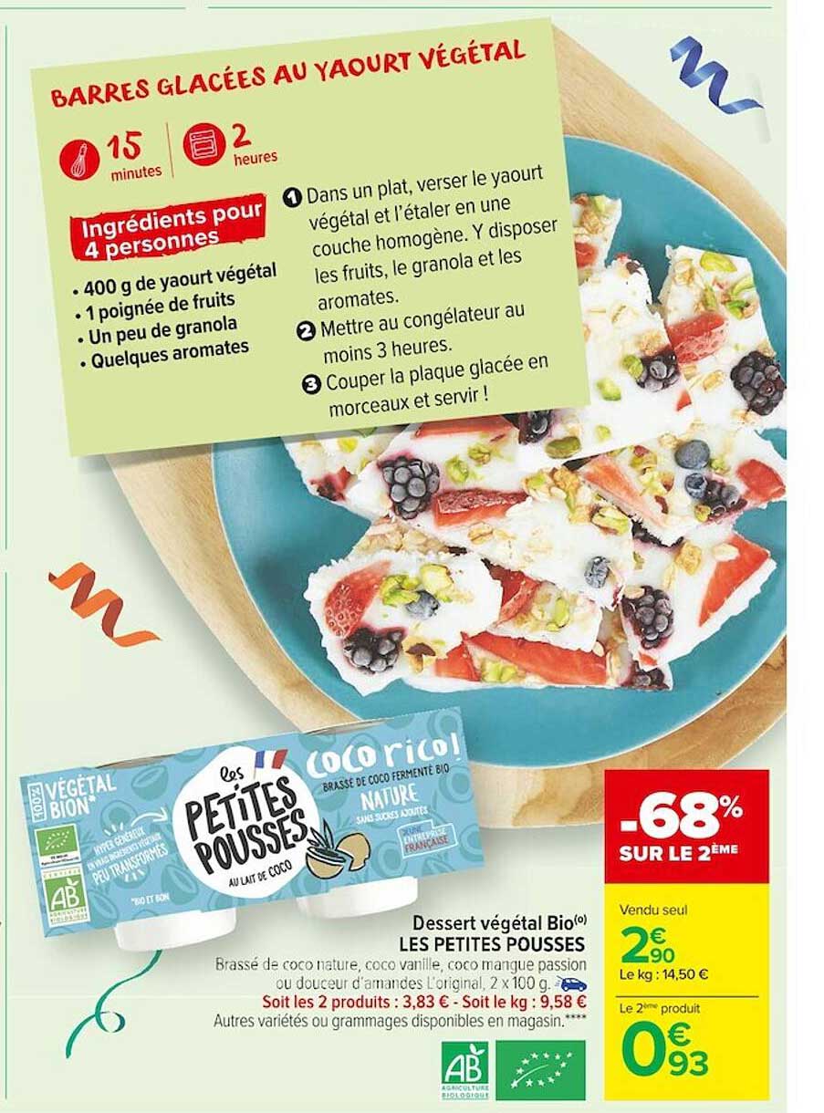dessert végétal bio les petites pousses -68% sur le 2ème