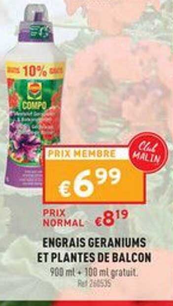 engrais geraniums et plantes de balcon