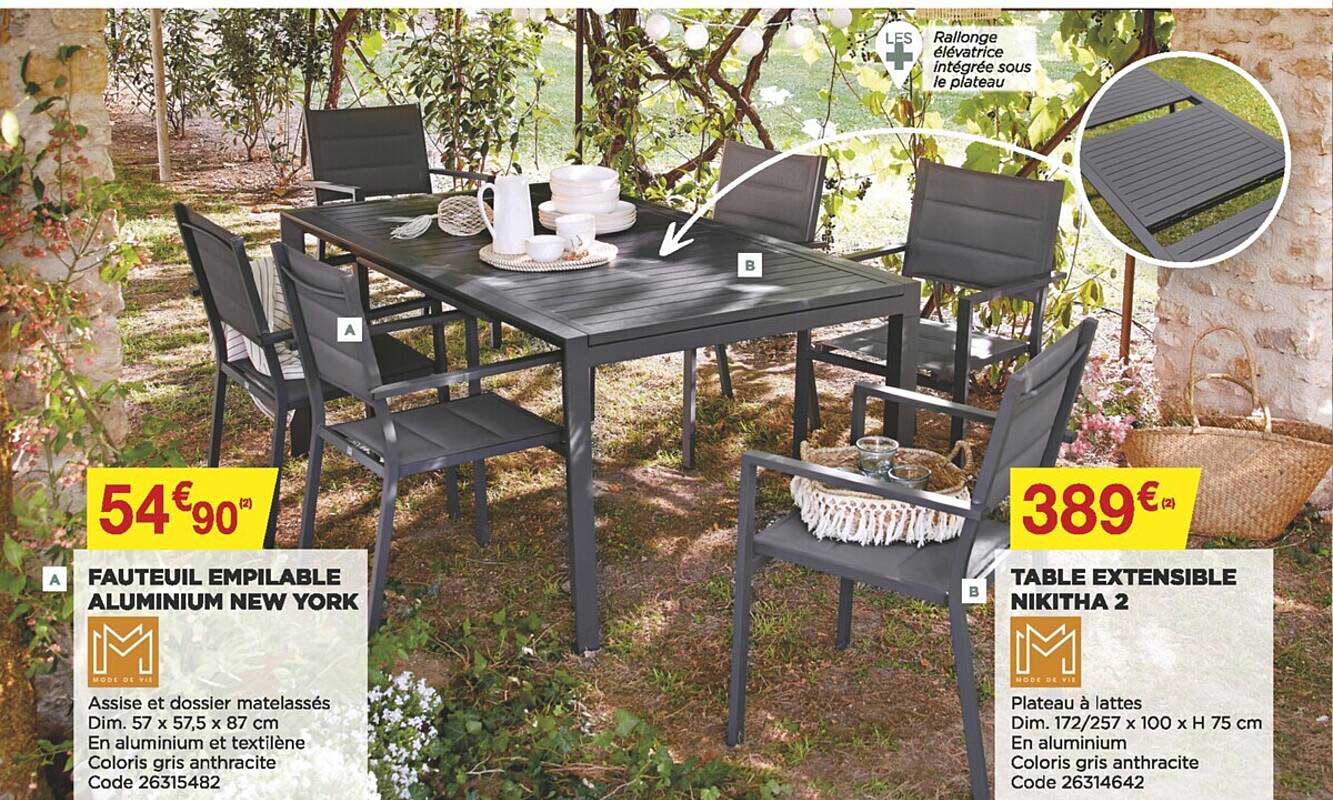 Fauteuil Empilable Aluminium New York Table Extensible Nikitha 2