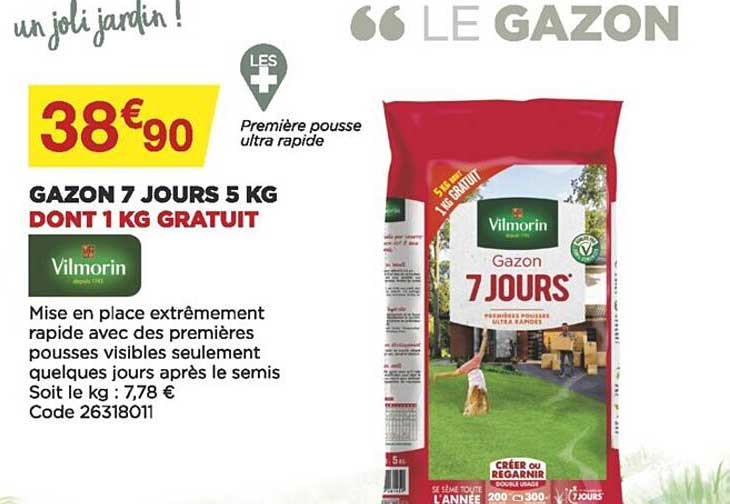 gazon 7 jours 5 kg vilmorin