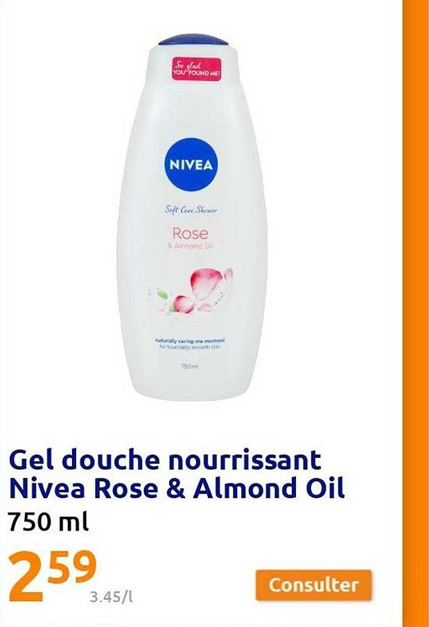 gel douche nourrissant nivea rose & almond oil