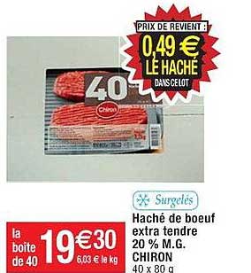 haché de boeuf extra tendre 20% m.g. chiron