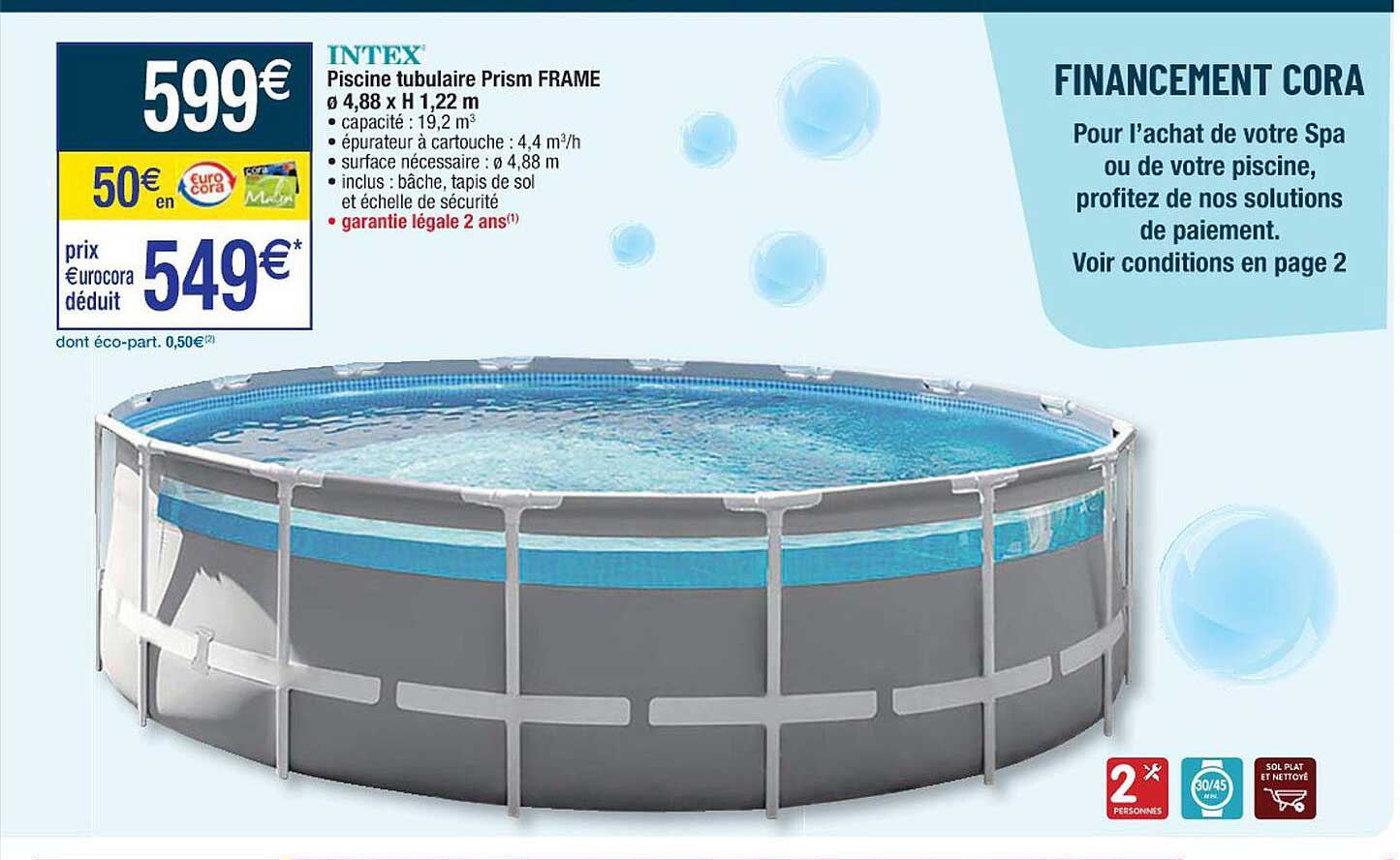 intex piscine tubulaire prism frame ø 4.88 x h 1.22 m