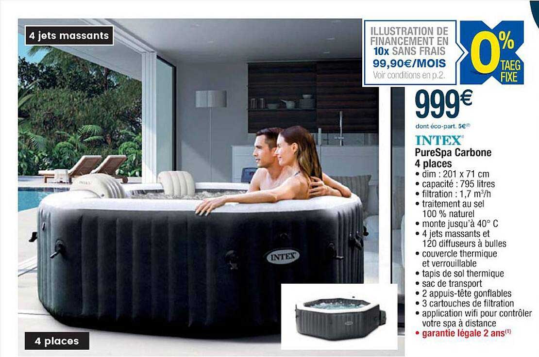 intex purespa carbone 4 places