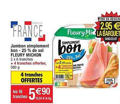 jambon simplement bon -25% de sel fleury michon
