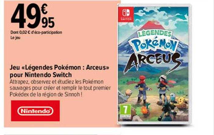 jeu légendes pokémon arceus pour nintendo switch