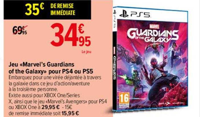jeu marvel's guadians of the galaxy pour ps4 ou ps5