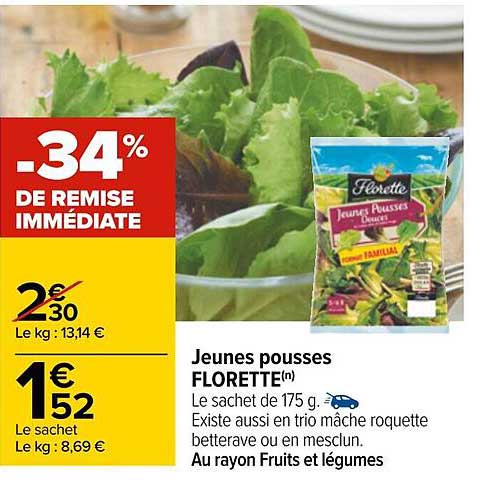 Jeunes Pousses Florette -34% De Remise Immédiate