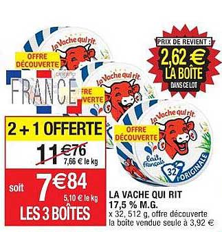 la vache qui rit 17.5% m.g. 2+1 offerte