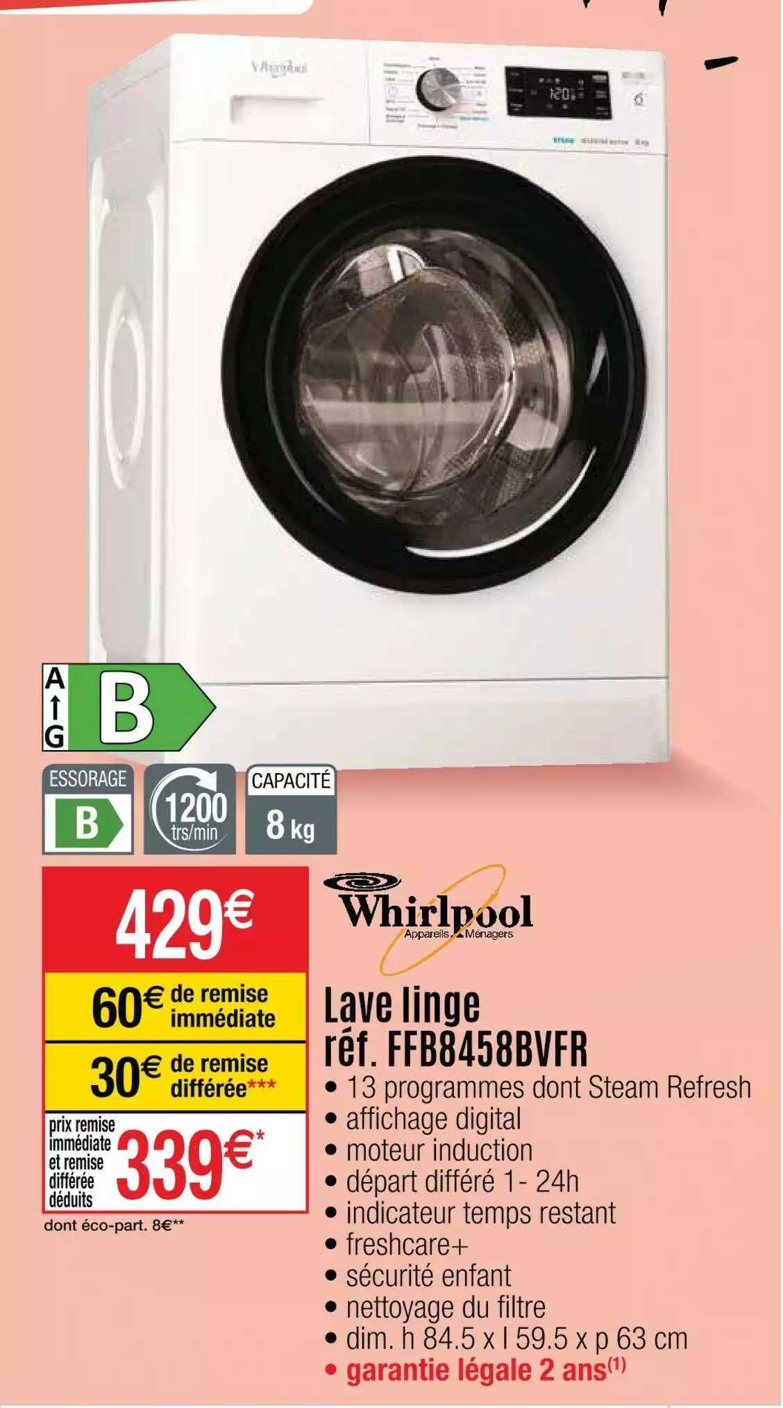 lave linge réf. ffb88458bvfr whirlpool