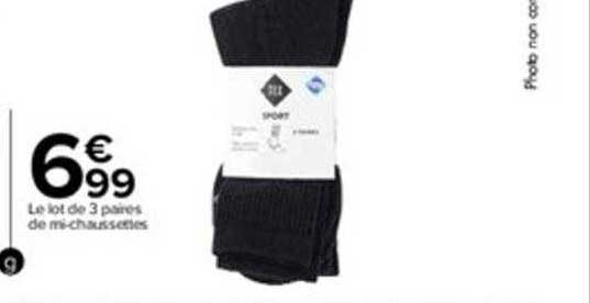 le lto de 3 paires de mi-chaussettes