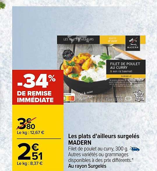 les plats d'ailleurs surgelés madern -34% de remise immédiate