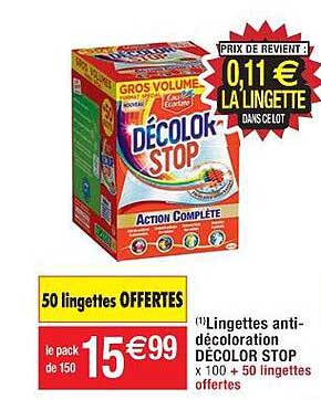 lingettes anti-décoloration décolor stop