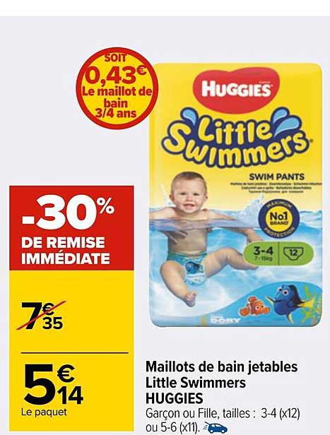 maillots de bain jetables littles swimmers huggies -30% de remise immédiate