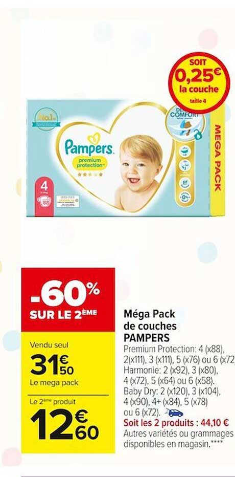 Méga Pack De Couches Pampers -60% Sur Le 2ème