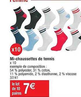 mi-chaussettes de tennis