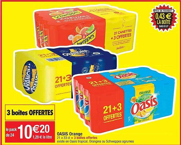 oasis orange 3 boîtes offertes